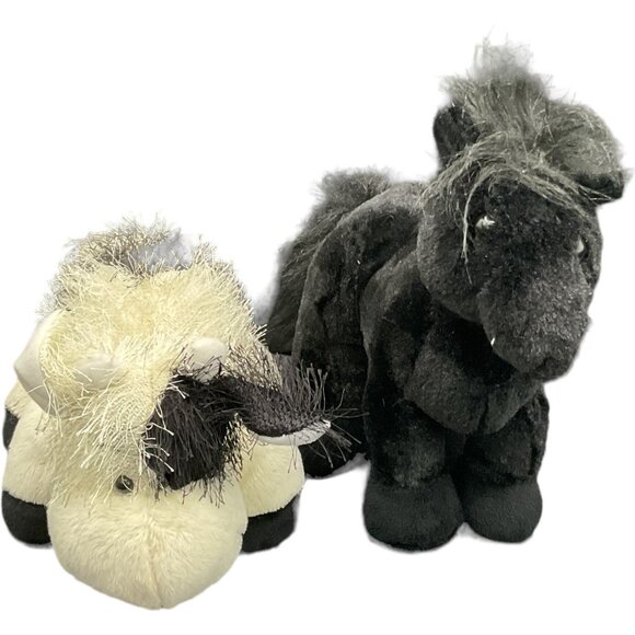 Ganz Webkinz Black & White Horse & Cow Plush Set - Picture 1 of 9